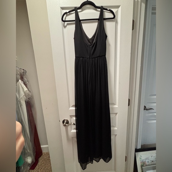 Black Chiffon Dress with Removable Rhinestone Belt - Picture 3 of 5
